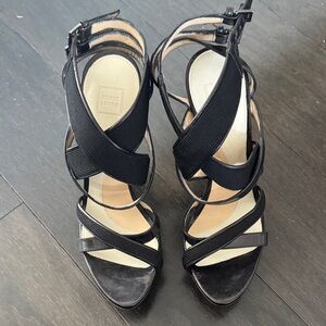 Herve Leger Elegant Black Strappy Heels. New